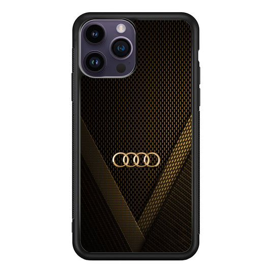 Audi Logo Gold Against a Dark iPhone 14 Pro Max Case | Slim Rubber Case for iPhone 14 Pro Max