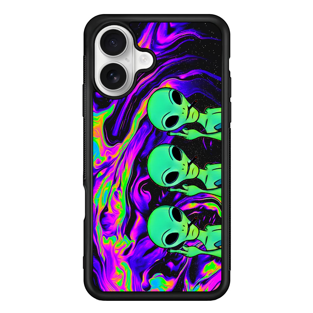 Marble Three Aliens iPhone 16 Plus Case | Durable Protective Rubber Cover