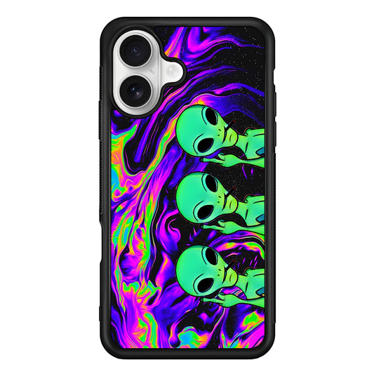 Marble Three Aliens iPhone 16 Plus Case | Durable Protective Rubber Cover