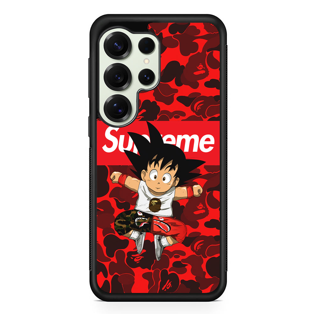 Bape Goku Red Camo Supreme Samsung Galaxy S25 Ultra Case | Slim Rubber Case for Samsung Galaxy S25 Ultra