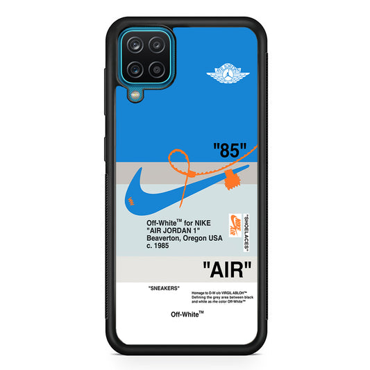 Off White x Nike Air Jordan Blue Samsung Galaxy A12 Case | Slim Rubber Case for Samsung Galaxy A12