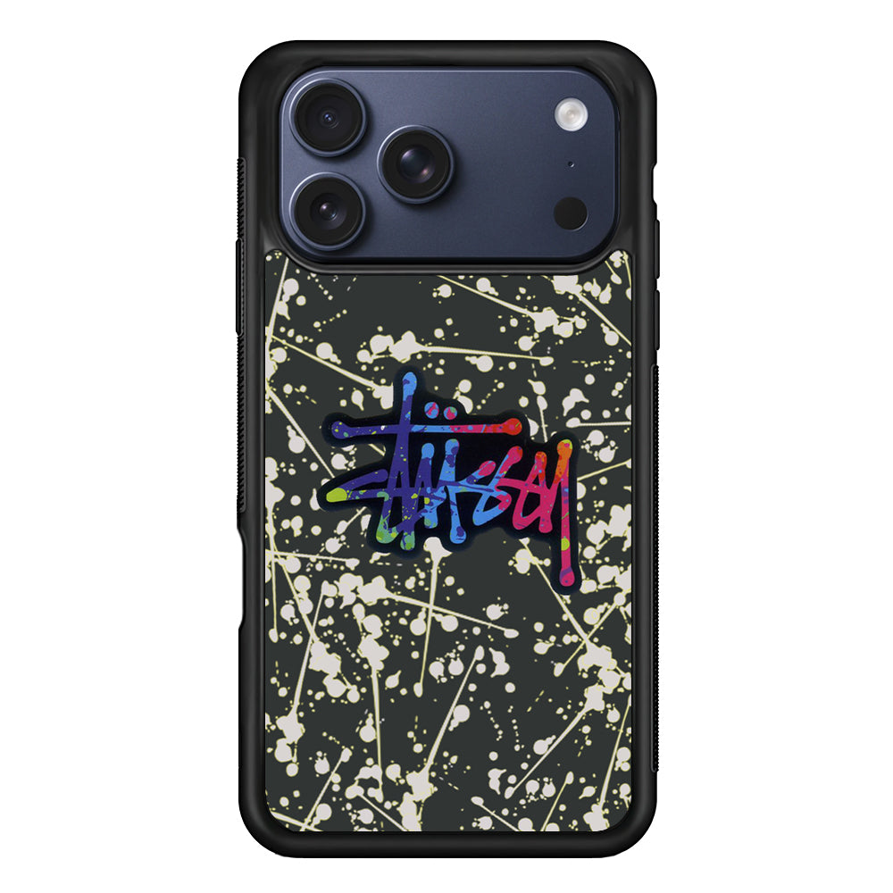 Stussy Splash Grey iPhone 17 Pro Max Case | Slim Rubber Case for iPhone 17 Pro Max