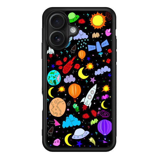 Cartoon Space Pattern iPhone 16 Case - Oxvistore