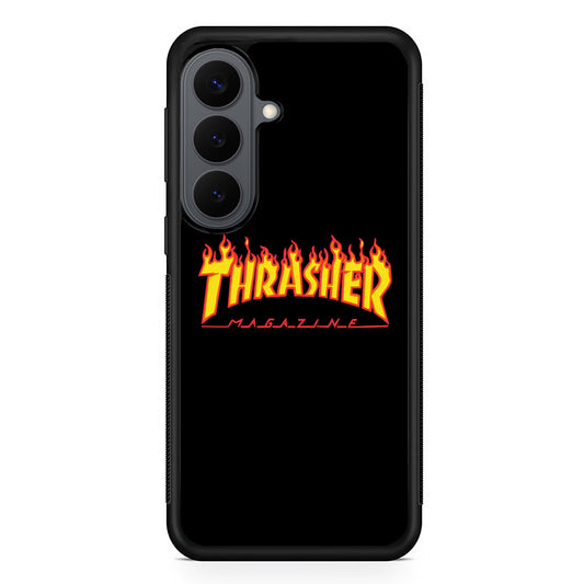 Thrasher Magazine Black Simple Fire Samsung Galaxy S26 Plus Case | Slim Rubber Case for Samsung Galaxy S26 Plus
