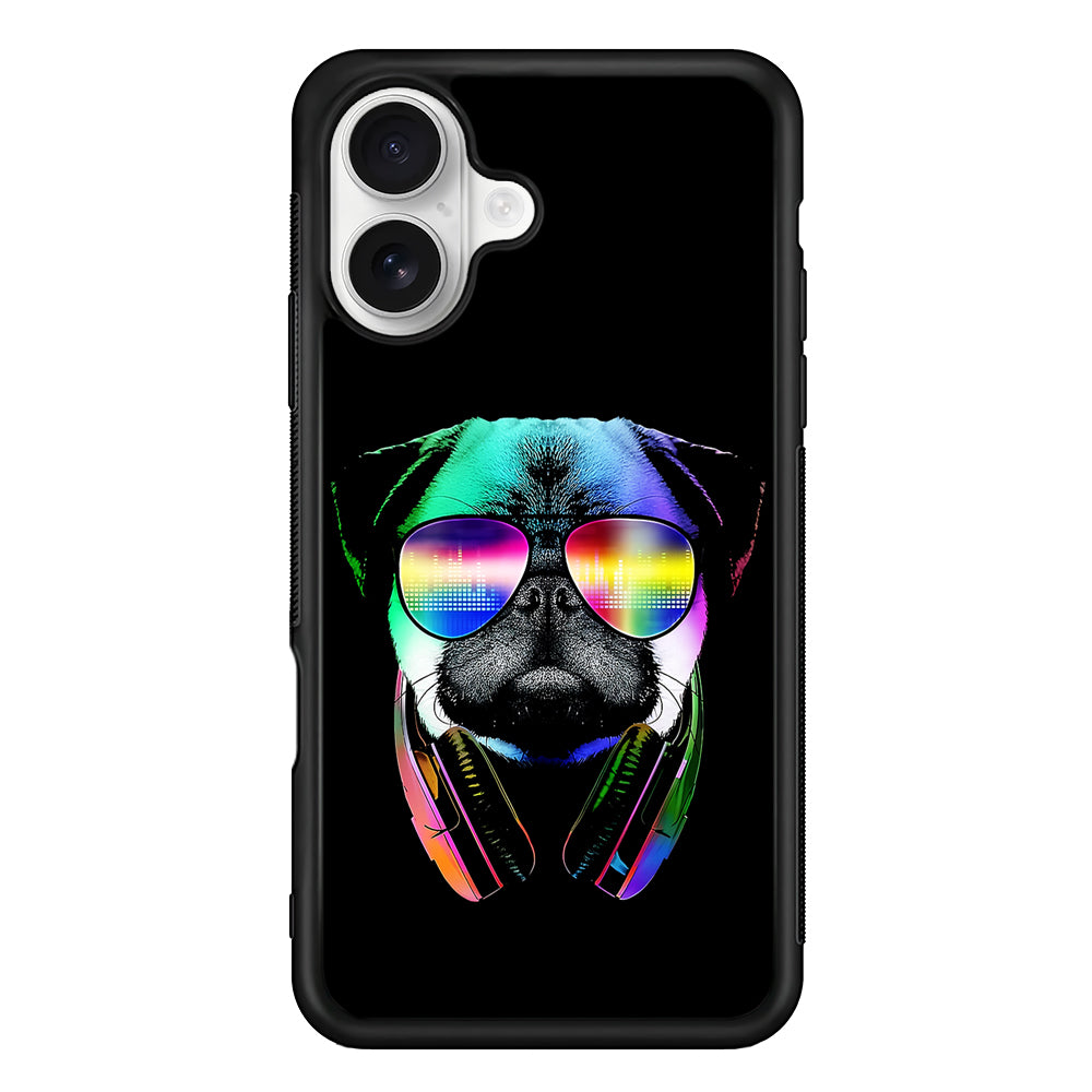 Music Love Pug DJ iPhone 16 Plus Case | Durable Protective Rubber Cover
