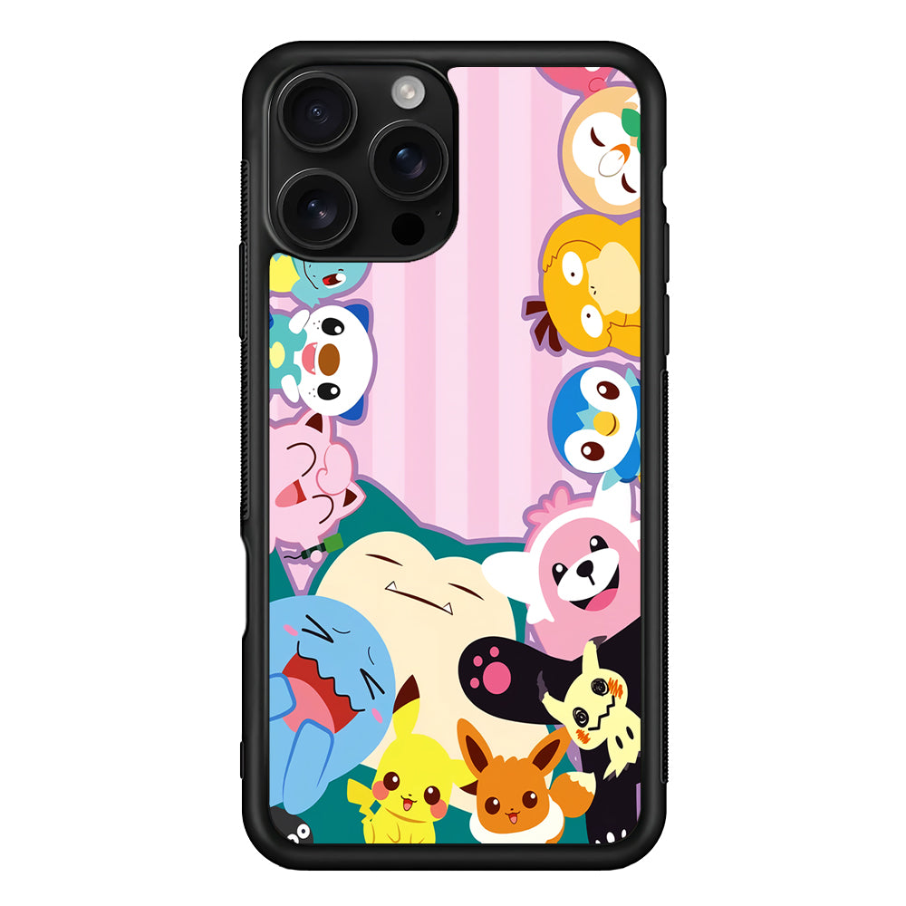 Aesthetic Pokemon Pink Stripe iPhone 16 Pro Case | Durable Protective Case for iPhone 16 Pro