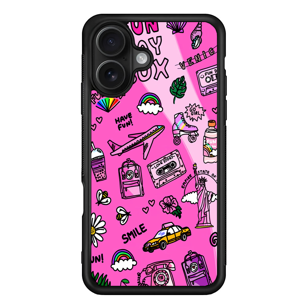Pink Cute Girly Pattern iPhone 16 Case - Oxvistore