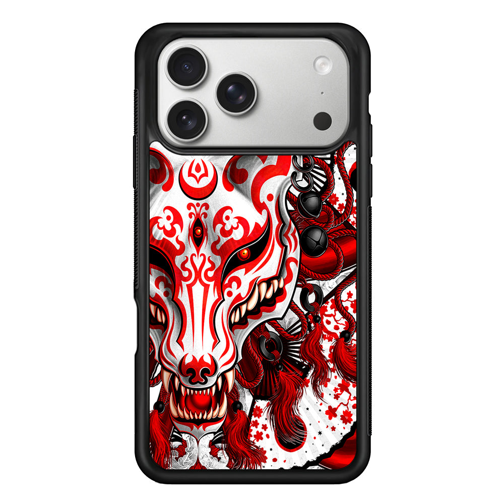 Kitsune Fox Mask Bloody White iPhone 17 Pro Case | Slim Rubber Case for iPhone 17 Pro