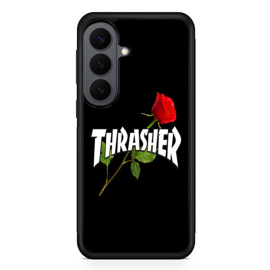 Thrasher Black Rose Flower Samsung Galaxy S26 Plus Case | Slim Rubber Case for Samsung Galaxy S26 Plus