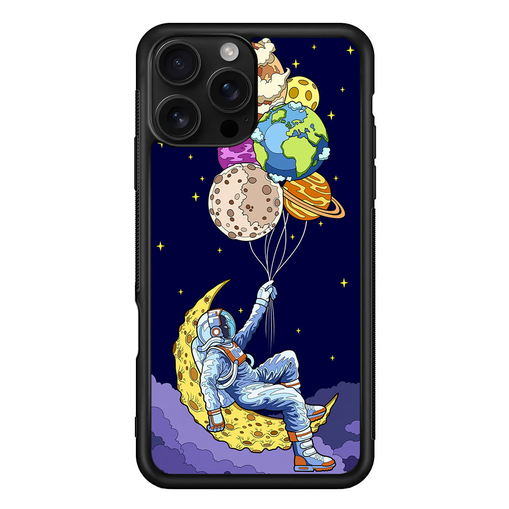Astronaut Relaxing Holding Planet iPhone 16 Pro Case | Durable Protective Case for iPhone 16 Pro