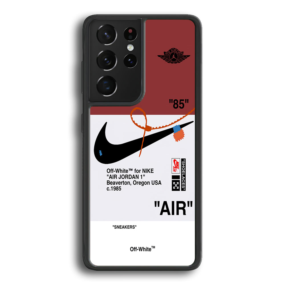 Off White x Nike Air Jordan Red Samsung Galaxy S24 Ultra Case | Slim Rubber Case for Samsung Galaxy S24 Ultra