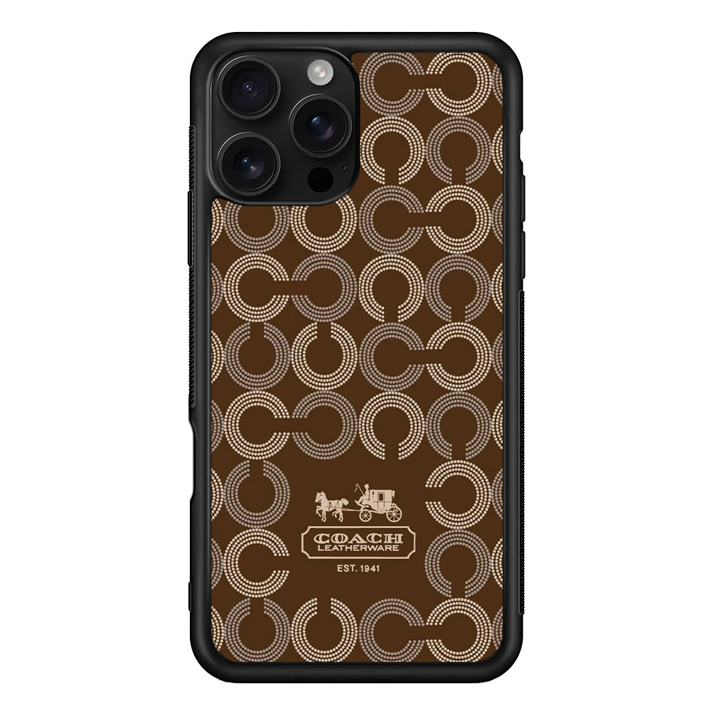 Coach Pattern Brown iPhone 16 Pro Case | Slim Rubber Case for iPhone 16 Pro