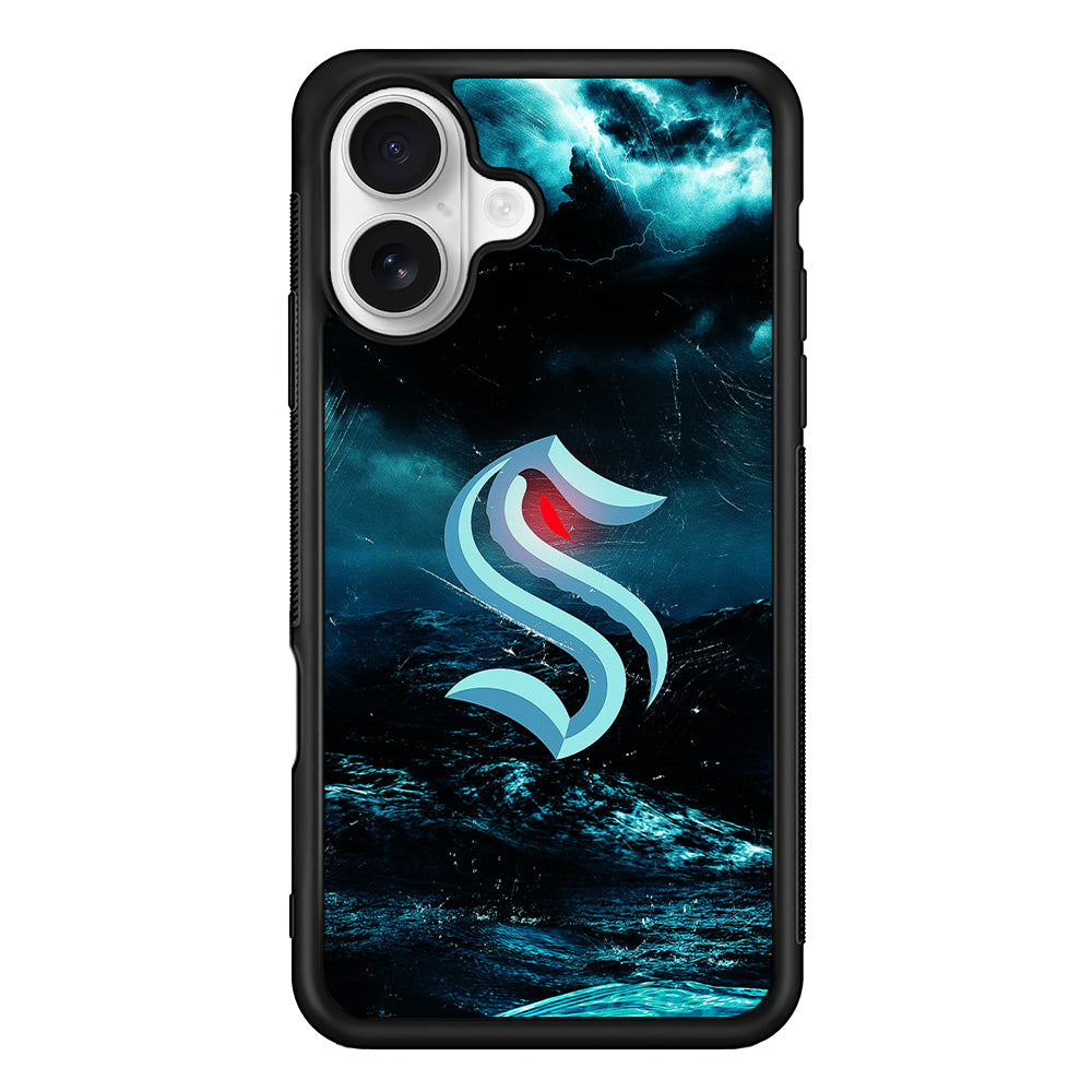 Seattle Kraken Storm iPhone 16 Plus Case | Durable Protective Rubber Cover