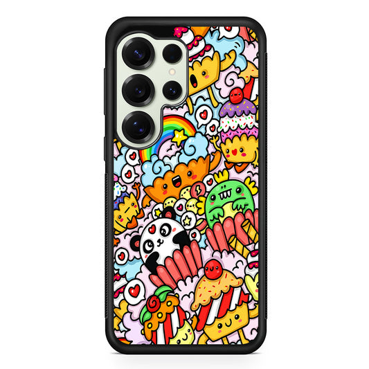 Kawaii Cupcake Graffiti Doodles Samsung Galaxy S25 Ultra Case | Durable Rubber Case for Samsung Galaxy S25 Ultra