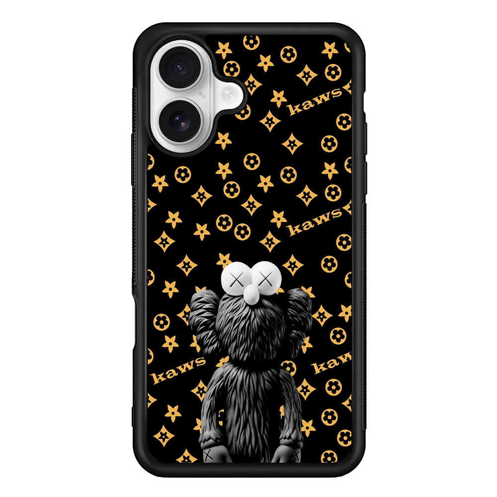 Louis Vuitton X Kaws Black Background iPhone 16 Plus Case | Slim Rubber Case for iPhone 16 Plus