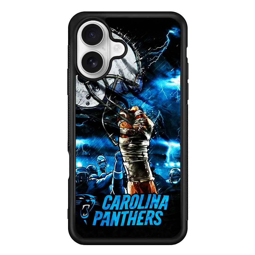 Carolina Panthers Art iPhone 16 Plus Case | Durable Protective Rubber Cover