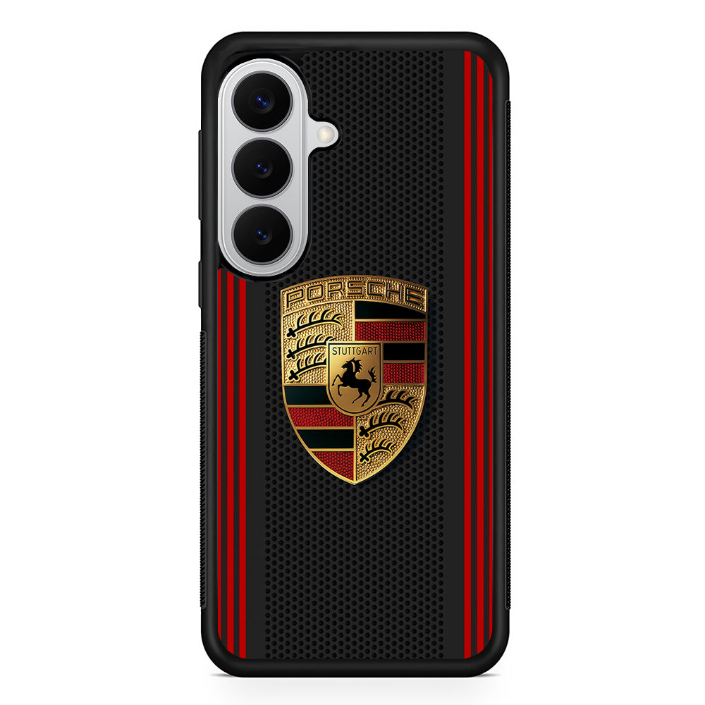 Porsche Gold Emblem Samsung Galaxy S26 Case | Slim Rubber Case for Samsung Galaxy S26