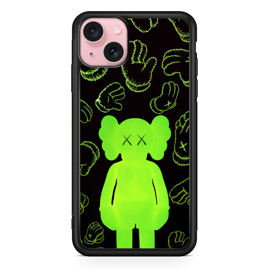 Kaws Doll Glowing Green iPhone 15 Case | Slim Rubber Case for iPhone 15
