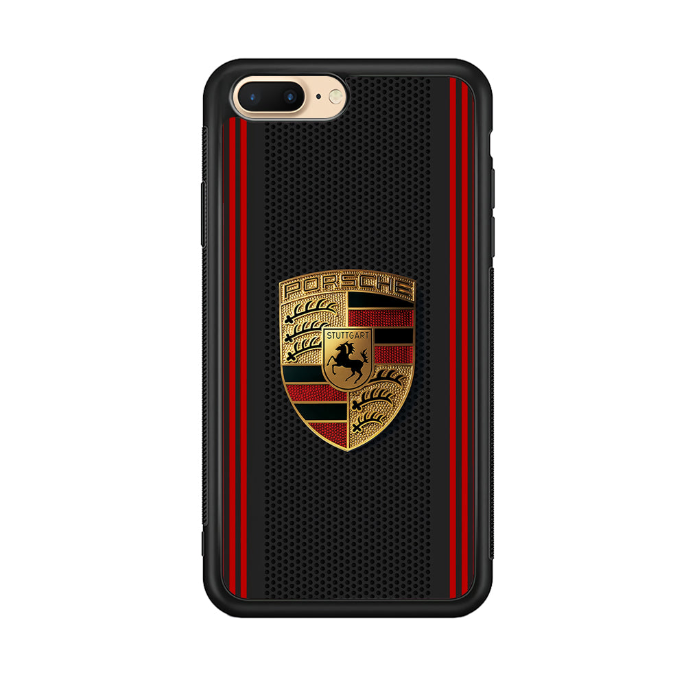 Porsche Gold Emblem iPhone 8 Plus Case | Slim Rubber Case for iPhone 8 Plus