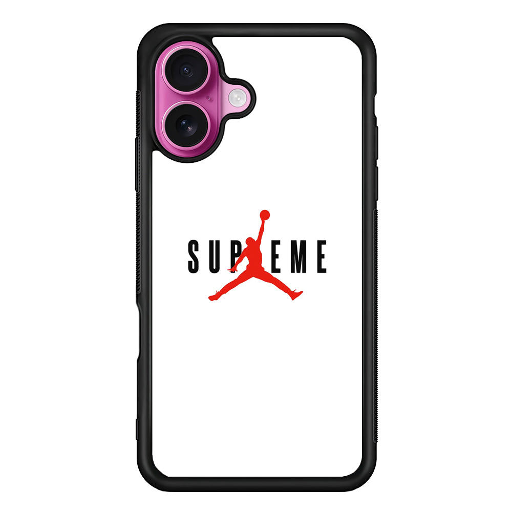 Jordan X Supreme White Background iPhone 17 Case | Slim Rubber Case for iPhone 17