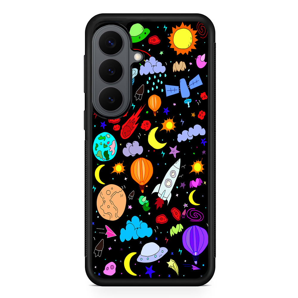 Cartoon Space Pattern Samsung Galaxy S26 Plus Case | Slim Rubber Case for Samsung Galaxy S26 Plus
