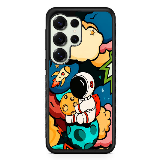 Cute Astronaut Hug The Planet Samsung Galaxy S25 Ultra Case | Durable Rubber Case for Samsung Galaxy S25 Ultra