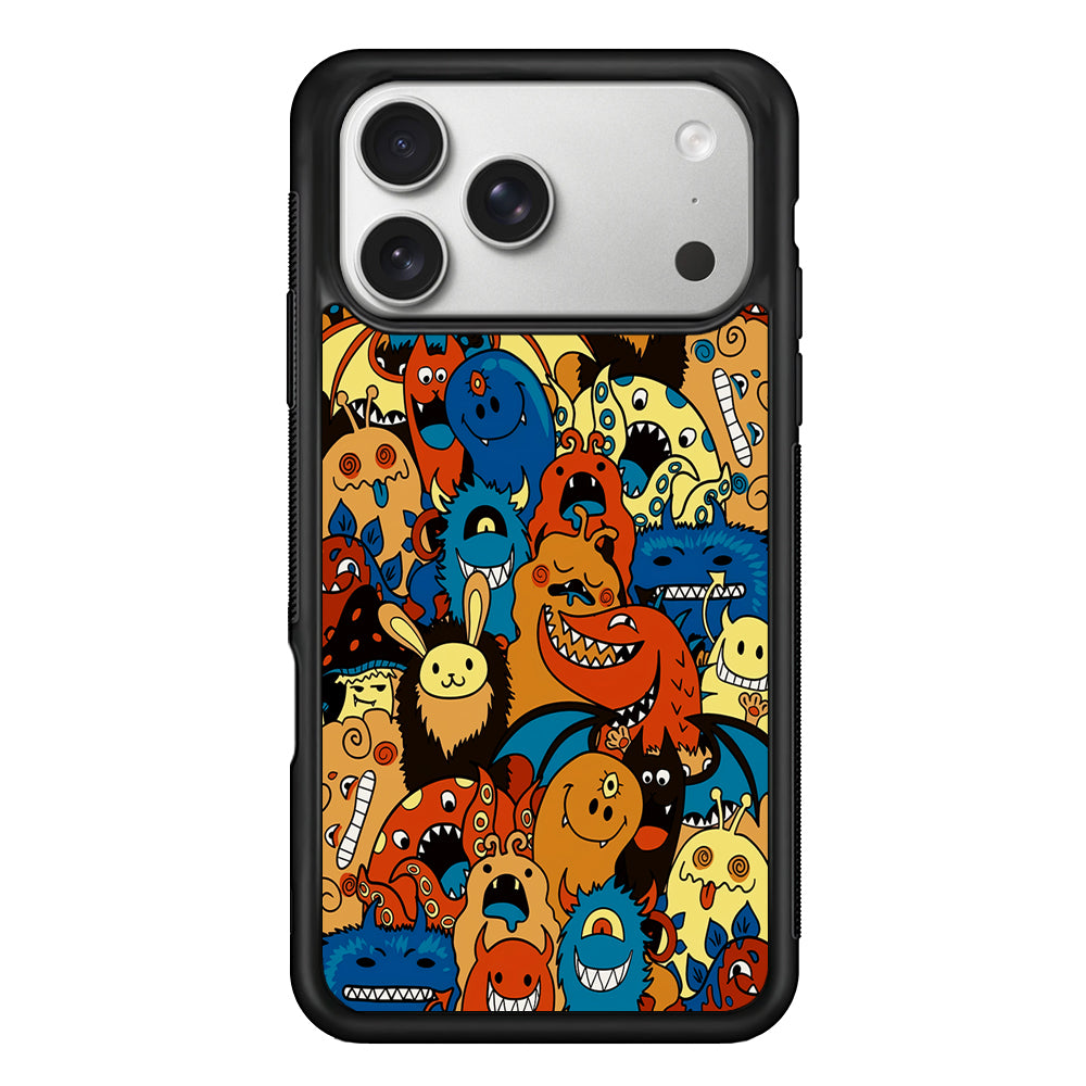 Cute Monsters Doodle Cartoon iPhone 17 Pro Case | Slim Rubber Case for iPhone 17 Pro