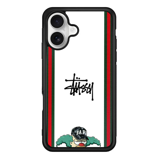 Stussy Homer Simpson iPhone 16 Plus Case | Slim Rubber Case for iPhone 16 Plus