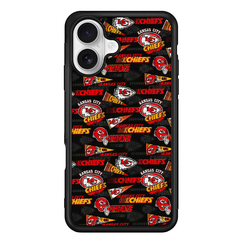 Kansas City Chiefs Patterns iPhone 16 Plus Case | Durable Protective Rubber Cover