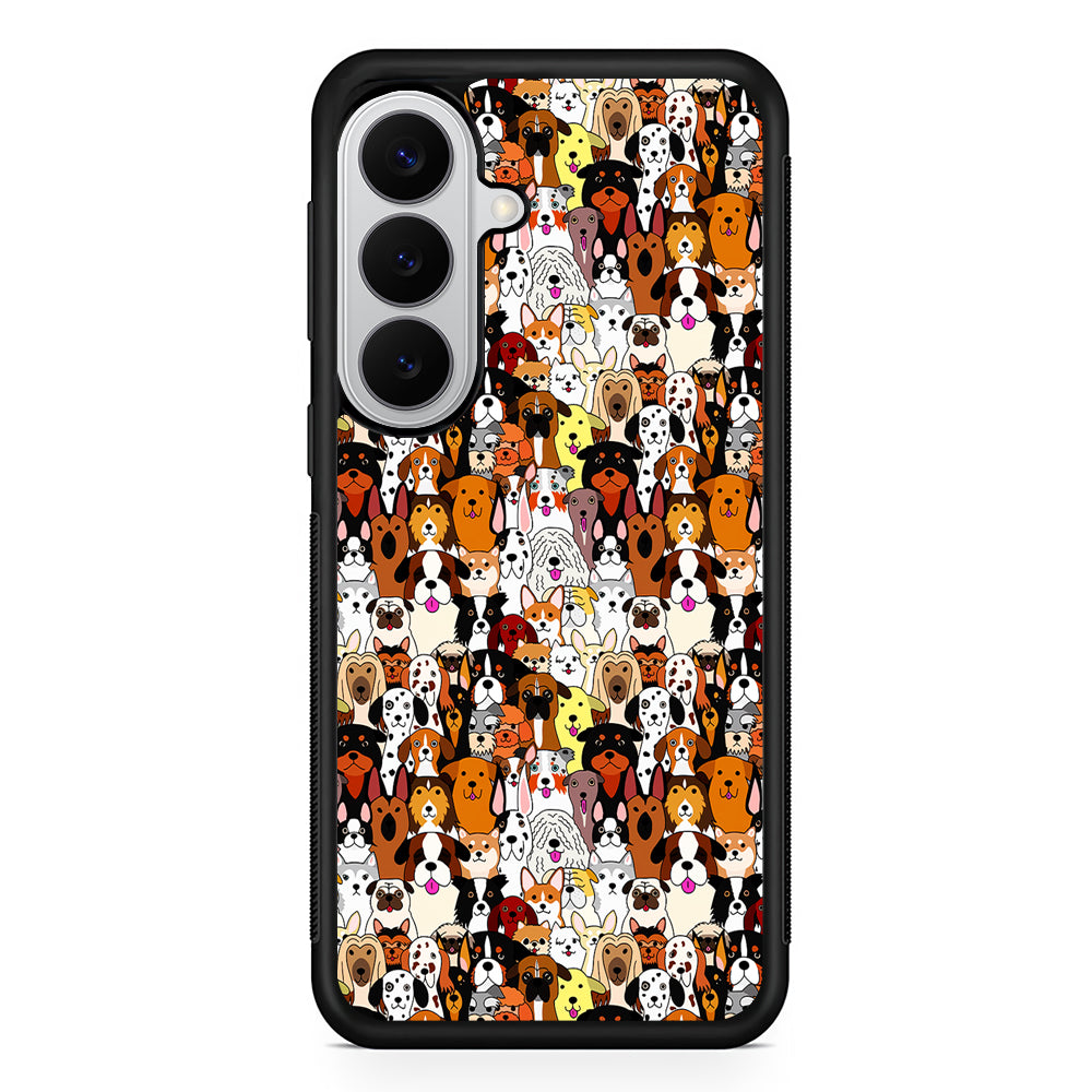 Doodle Dogs Colorful Pattern Samsung Galaxy S26 Case | Protective Rubber Cover