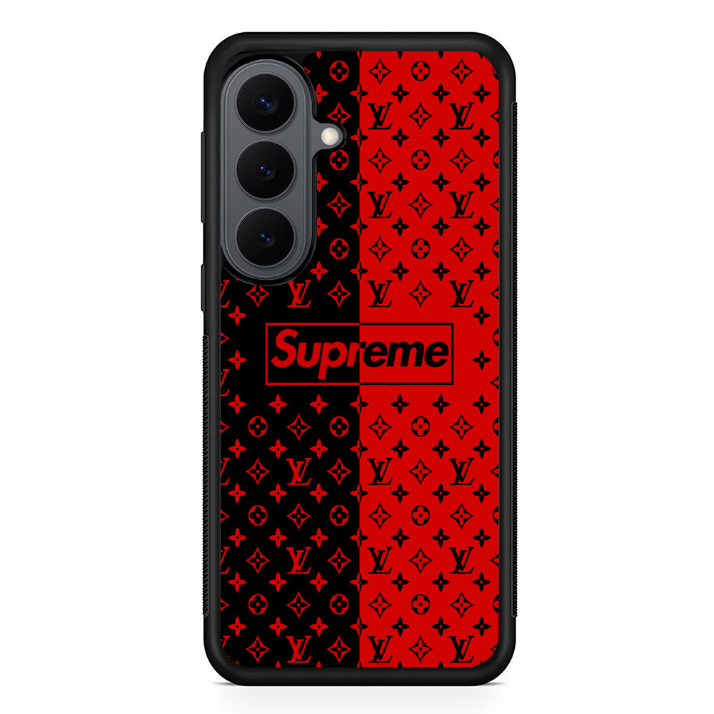 Louis Vuitton X Supreme Red Black Samsung Galaxy S26 Plus Case | Slim Rubber Case for Samsung Galaxy S26 Plus