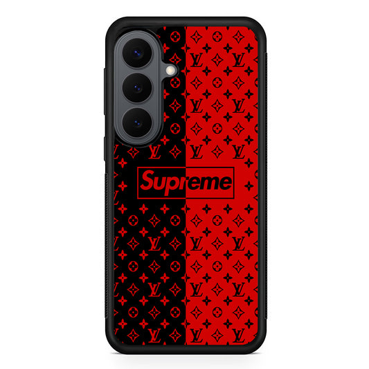Louis Vuitton X Supreme Red Black Samsung Galaxy S26 Plus Case | Slim Rubber Case for Samsung Galaxy S26 Plus
