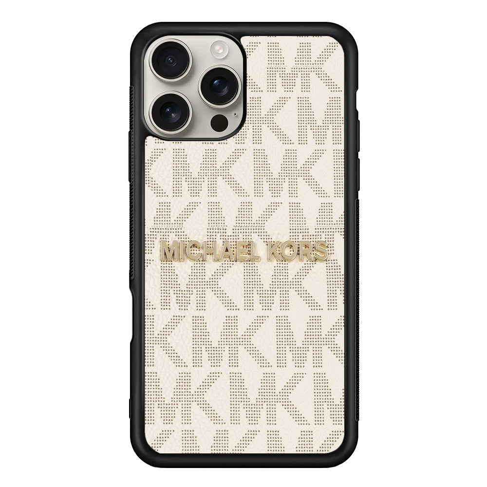 Michael Kors White Pattern iPhone 16 Pro Max Case | Slim Rubber Case for iPhone 16 Pro Max