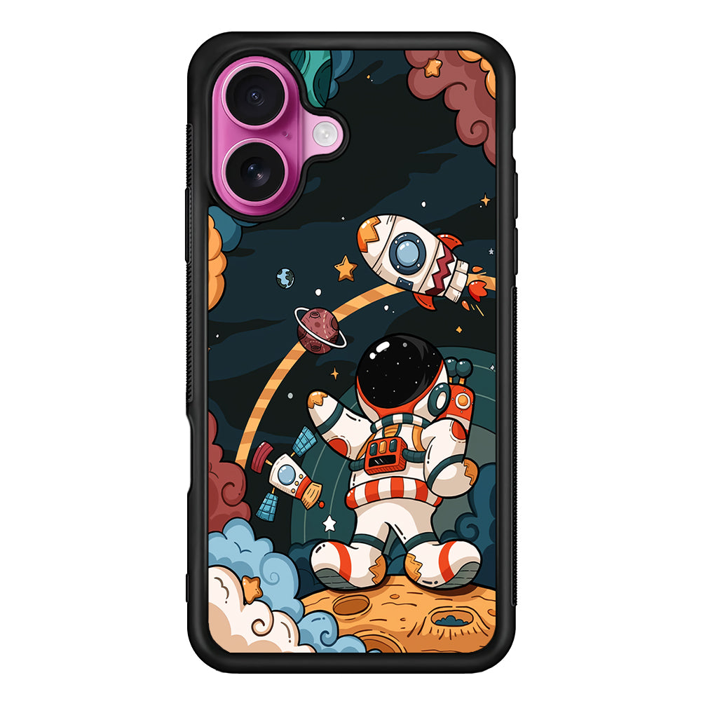 Space Astronaut on Galaxy iPhone 17 Case | Slim Protective Rubber Phone Cover