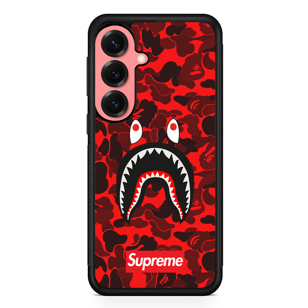 Bape Supreme Red Camo Samsung Galaxy S25 Case | Slim Rubber Case for Samsung Galaxy S25