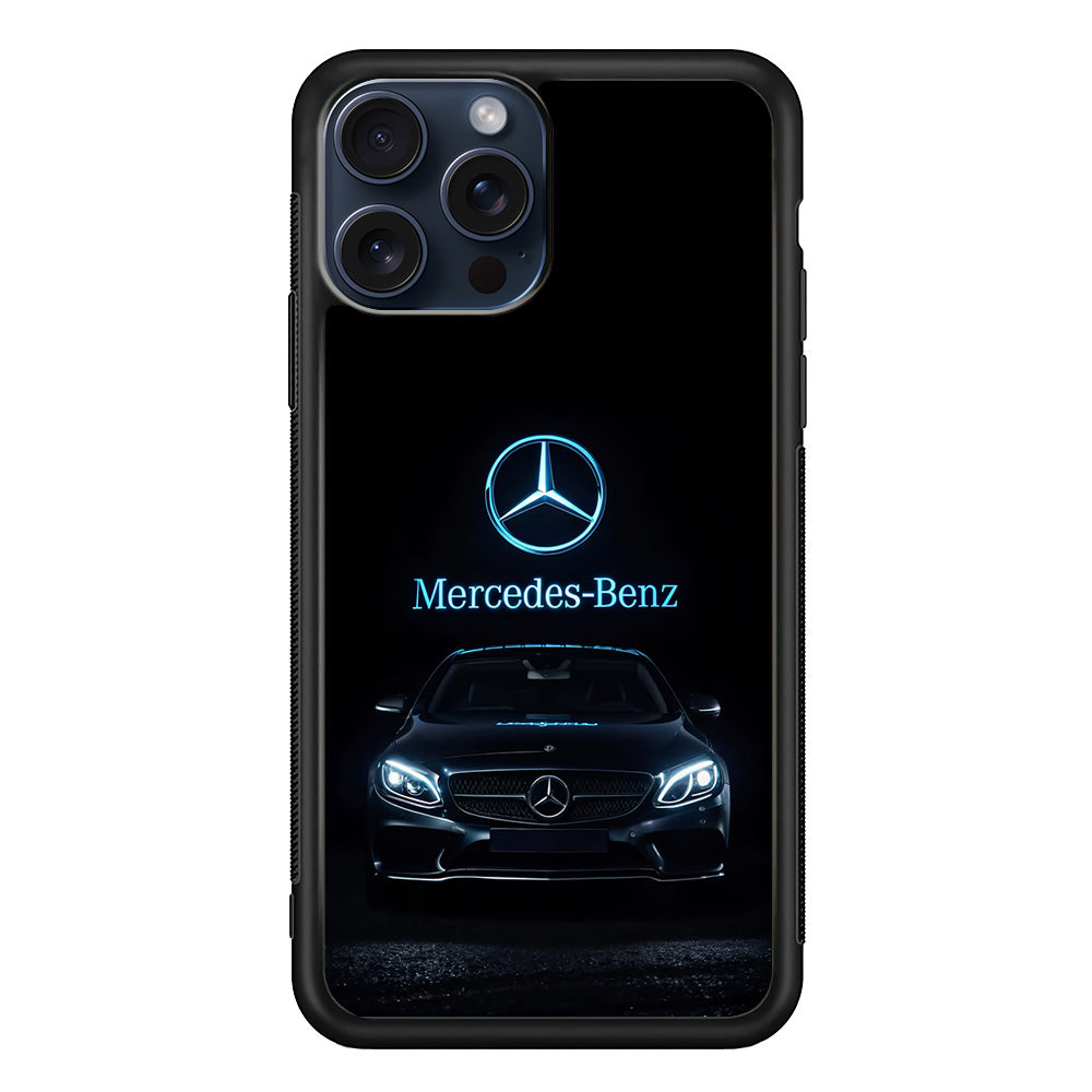 Mercedes-Benz Blue Dark Aesthetic iPhone 15 Pro Max Case | Slim Rubber Case for iPhone 15 Pro Max