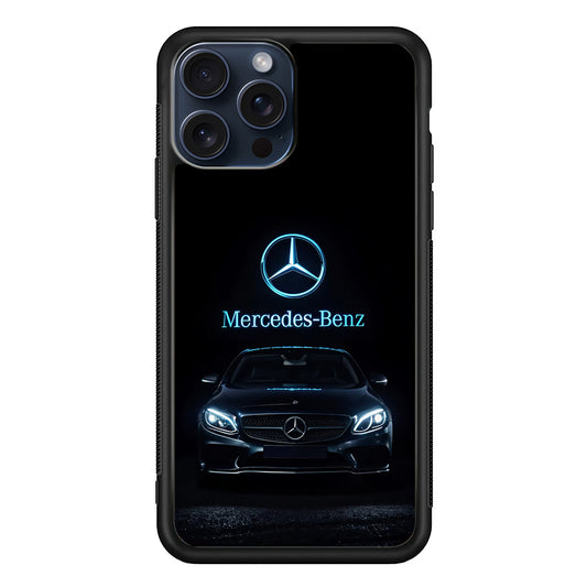 Mercedes-Benz Blue Dark Aesthetic iPhone 15 Pro Max Case | Slim Rubber Case for iPhone 15 Pro Max