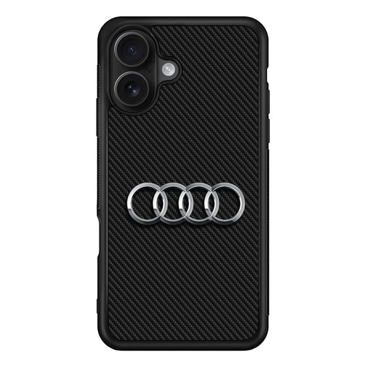 Audi Metal Against a Dark Carbon iPhone 16 Case | Slim Rubber Case for iPhone 16