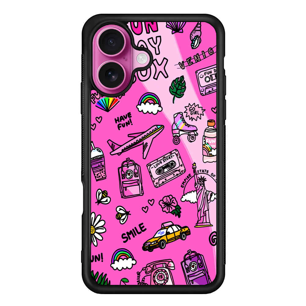 Pink Cute Girly Pattern iPhone 17 Case | Slim Protective Rubber Phone Cover
