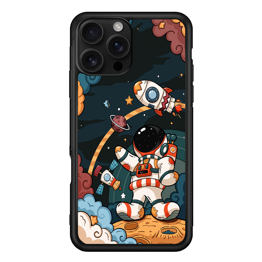 Space Astronaut on Galaxy iPhone 16 Pro Case | Durable Protective Case for iPhone 16 Pro