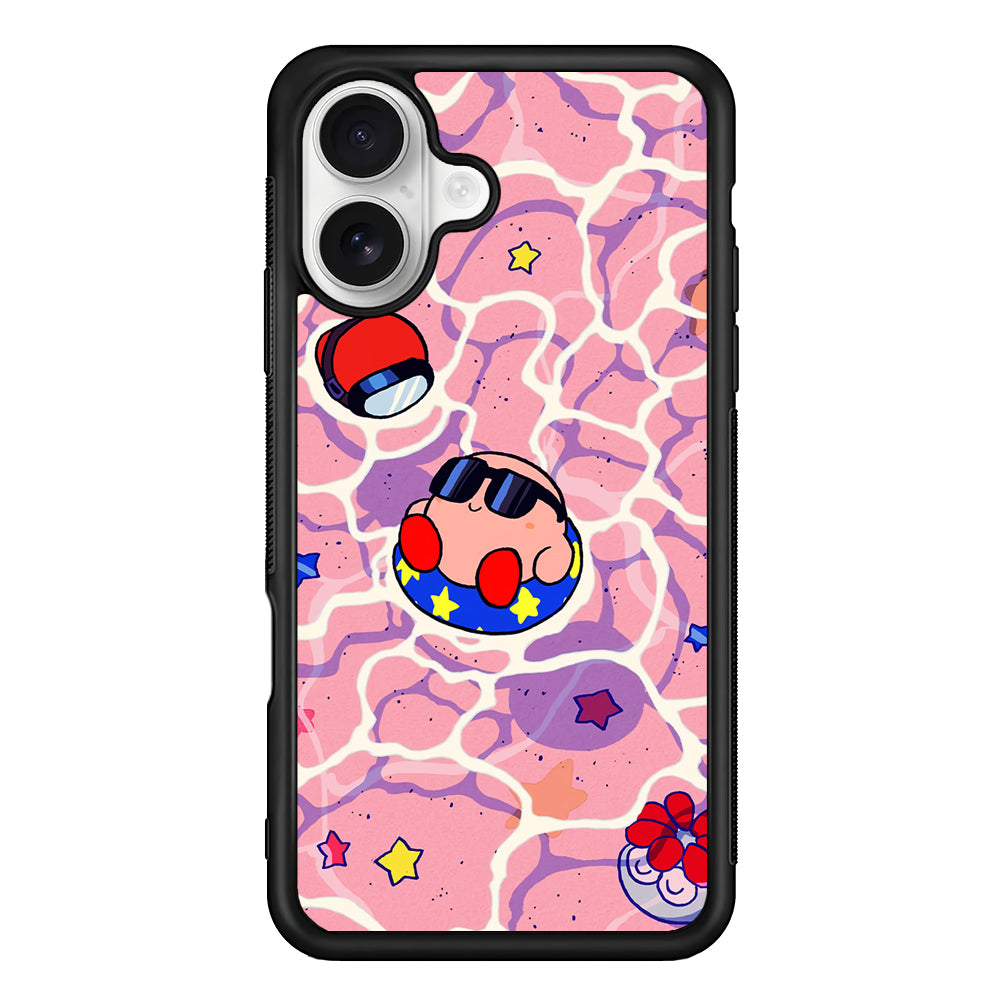 Kirby is Sunbathing on The Beach iPhone 16 Plus Case | Durable Protective Rubber Cover