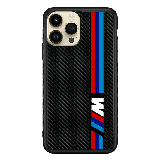 BMW M Carbon Tricolor Stripes iPhone 14 Pro Case | Slim Rubber Case for iPhone 14 Pro