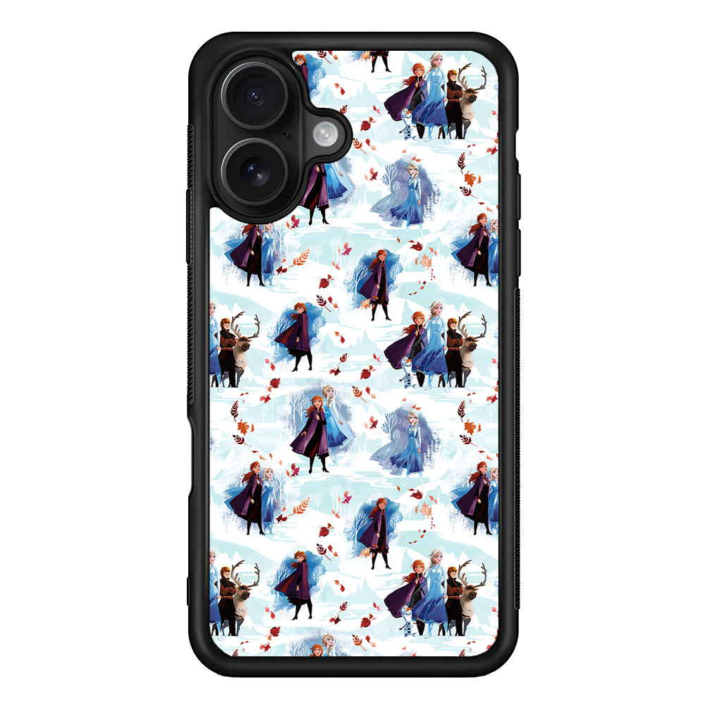 Elsa Anna Frozen Pattern Autumn iPhone 16 Case - Oxvistore