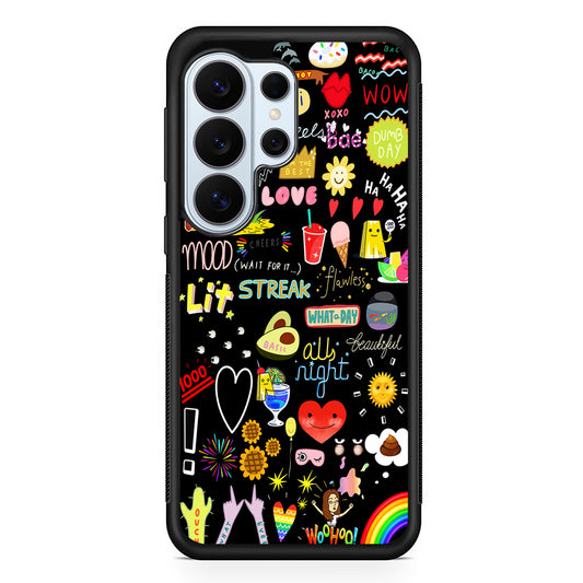 Random Cute Sticker Doodle Dark Samsung Galaxy S26 Ultra Case | Protective Phone Cover