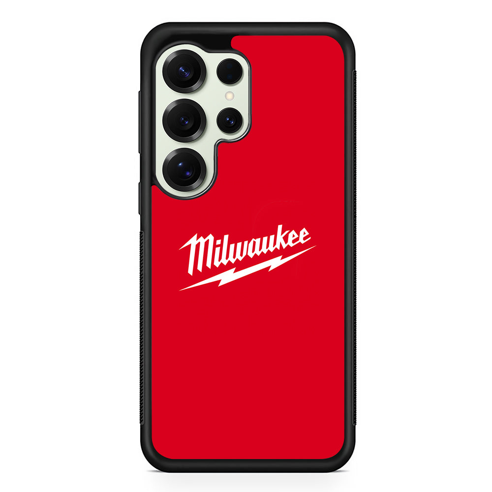 Milwaukee Tool Red Background Samsung Galaxy S25 Ultra Case | Slim Rubber Case for Samsung Galaxy S25 Ultra