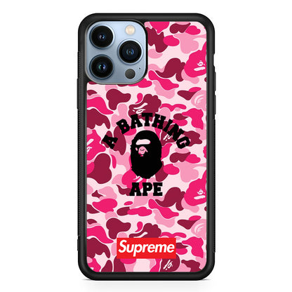 A Bathing Ape Supreme Bape Camo 2D Rubber Phone Case-Black-Oxvistore