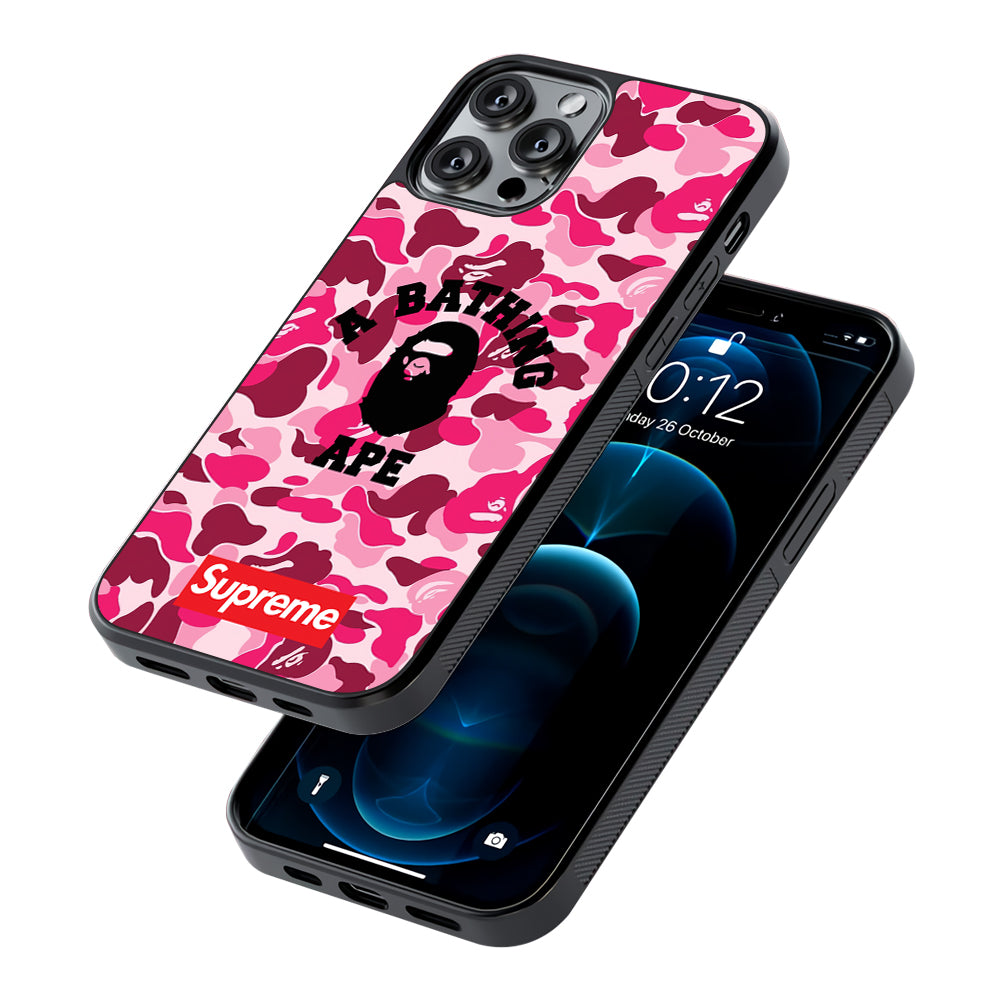 A Bathing Ape Supreme Bape Camo 2D Rubber Phone Case-Oxvistore