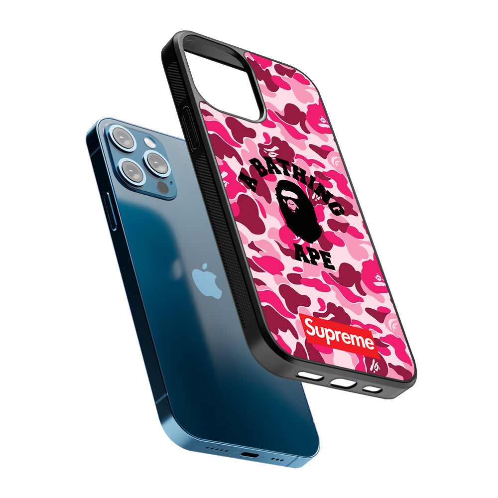 A Bathing Ape Supreme Bape Camo 2D Rubber Phone Case-Oxvistore