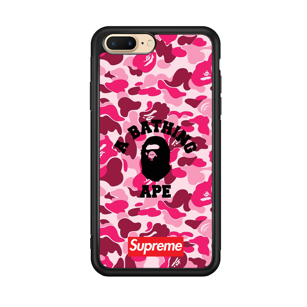 A Bathing Ape Supreme Bape Camo iPhone 8 Plus Case-Rubber Black (2D Case)-Oxvistore