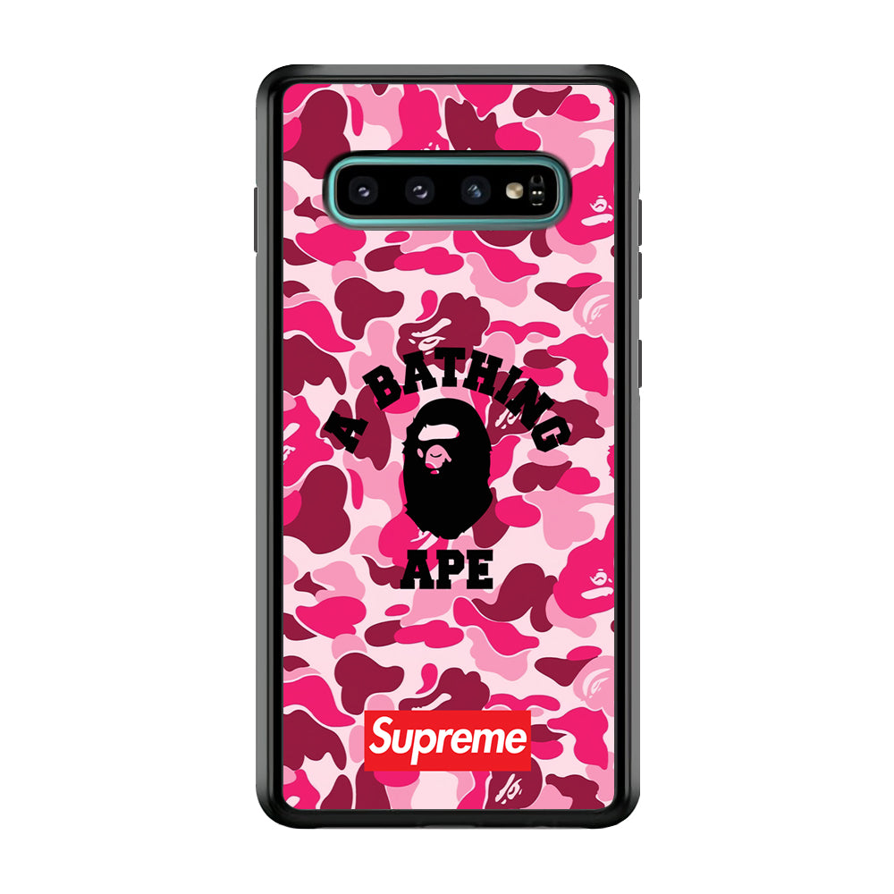 A Bathing Ape Supreme Bape Camo Samsung Galaxy S10 Case-Rubber Black (2D Case)-Oxvistore